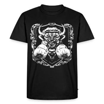 Bison Boxer Fighter - T-shirt Premium bio Homme - noir - Devant - Nico (187cm)