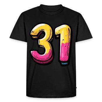 31 Nombre Coloré - T-shirt Premium bio Homme - noir - Devant - Nico (187cm)