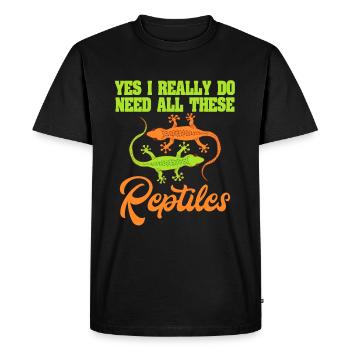 Mignon lézard vert animal lézard reptile "oui - T-shirt Premium bio Homme - noir - Devant - Nico (187cm)