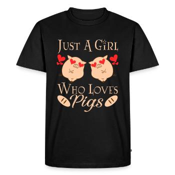 Coeur rose cochon fermier Oink ferme grange Oink - T-shirt Premium bio Homme - noir - Devant - Nico (187cm)