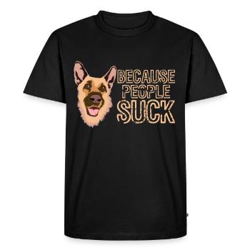 Parce que les gens sucent un chien adorable - T-shirt Premium bio Homme - noir - Devant - Nico (187cm)