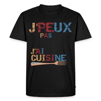 J'peux pas j'ai cuisine - T-shirt Premium bio Homme - noir - Devant - Nico (187cm)