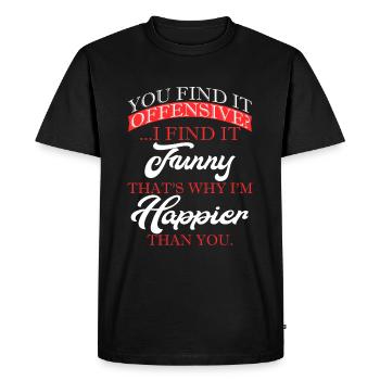 Vous le trouvez offensant Je le trouve drôle - T-shirt Premium bio Homme - noir - Devant - Nico (187cm)