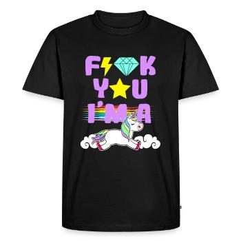 Fuck You I'm A Unicorn Equality Clouds Coloré - T-shirt Premium bio Homme - noir - Devant - Nico (187cm)