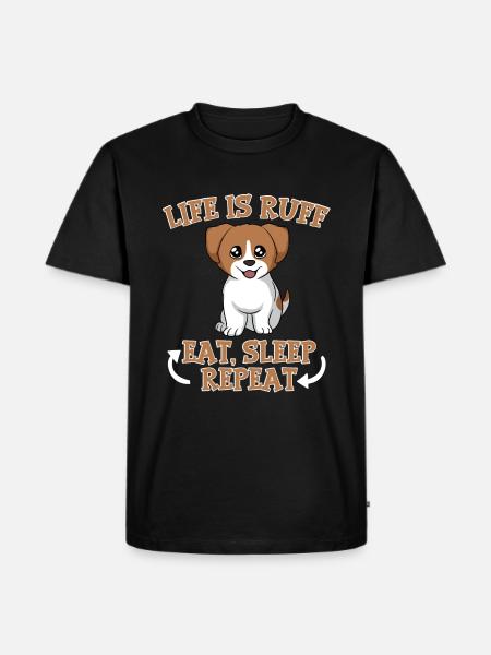 Dierenhond ontwerp voor pooteigenaren Het leven is ruff eten - Mannen Premium Bio T-shirt - zwart