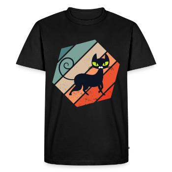 Rétro Vintage mignon félin Feral Meow animaux de - T-shirt Premium bio Homme - noir - Devant - Nico (187cm)