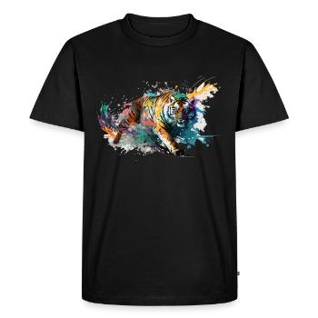 Tiger Splash Grunge Colorful Animal Predator Art - T-shirt Premium bio Homme - noir - Devant - Nico (187cm)