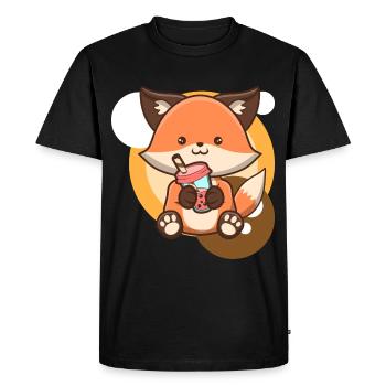 Fox and Bubble Tea - Men's Premium Organic T-Shirt - black - Front - Nico (187cm)