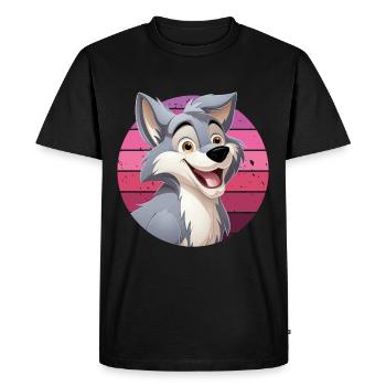 Wolf Laughs Cartoon Comic Wolf Head Wolves Cute - T-shirt Premium bio Homme - noir - Devant - Nico (187cm)