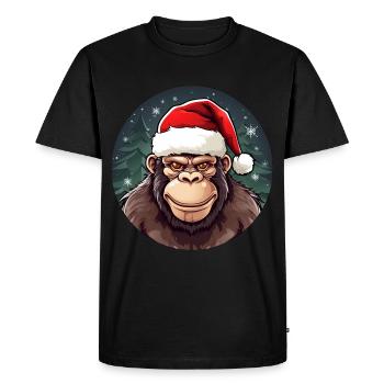 Monkey Christmas - Men's Premium Organic T-Shirt - black - Front - Nico (187cm)