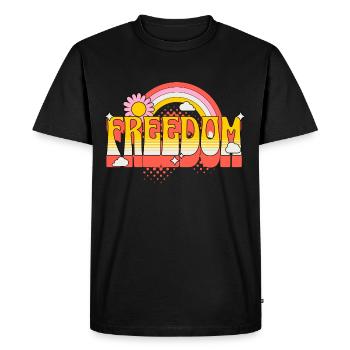 Liberté, Paix, Justice, Tolérance, Amour - T-shirt Premium bio Homme - noir - Devant - Nico (187cm)