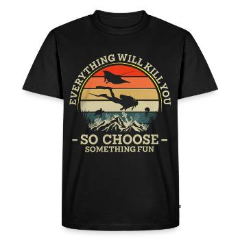 23F 0319 bk - Men's Premium Organic T-Shirt - black - Front - Nico (187cm)