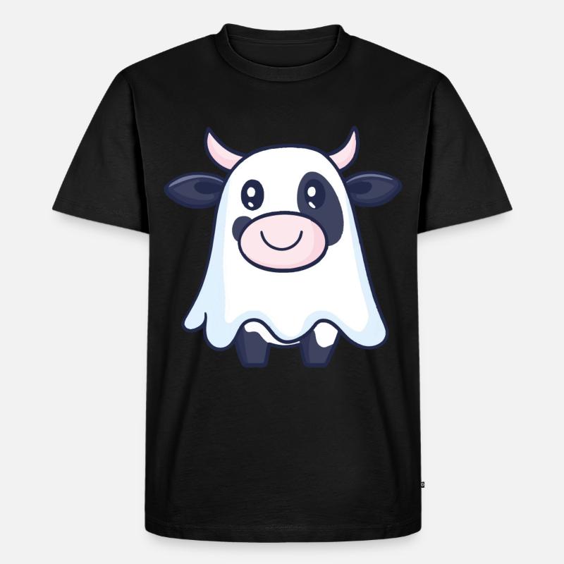 Kuh Halloween Comic Geist - Männer Premium Bio T-Shirt - Schwarz