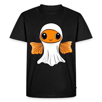 Goldfish Halloween Comic Ghost - Men's Premium Organic T-Shirt - black - Front - Nico (187cm)