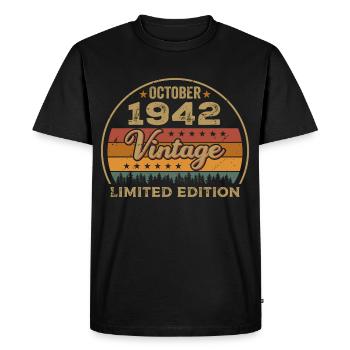 Millésime Octobre 1942 Cadeau d’anniversaire - 1942 - T-shirt Premium bio Homme - noir - Devant - Nico (187cm)