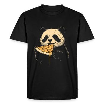 Panda mange de la pizza - T-shirt Premium bio Homme - noir - Devant - Nico (187cm)