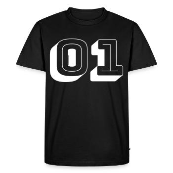 01 - Number - Team - Men's Premium Organic T-Shirt - black - Front - Nico (187cm)
