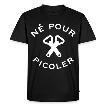 Né pour picoler ouvre bouteilles - T-shirt Premium bio Homme - noir - Devant - Nico (187cm)