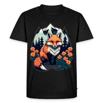 Fox Japan Fleur de cerisier Rétro Japonais - T-shirt Premium bio Homme - noir - Devant - Nico (187cm)