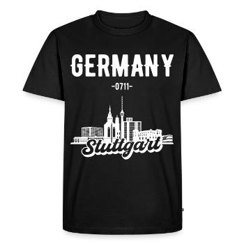 Stuttgart Germany Skyline Gift - Men's Premium Organic T-Shirt - black - Front - Nico (187cm)