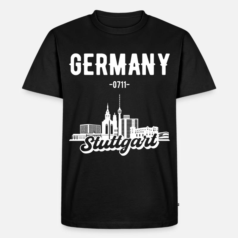 Stuttgart Deutschland Skyline Geschenk - Männer Premium Bio T-Shirt - Schwarz