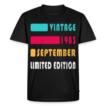 Septembre 1983 Anniversaire Septembre 1983 Septembre - T-shirt Premium bio Homme - noir - Devant - Nico (187cm)