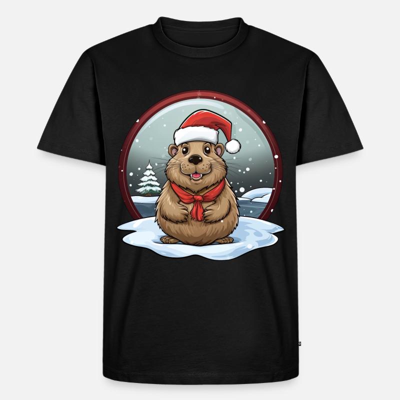 Biber Weihnachten - Männer Premium Bio T-Shirt - Schwarz