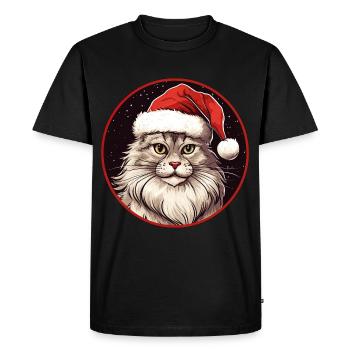 Chat Noël - T-shirt Premium bio Homme - noir - Devant - Nico (187cm)