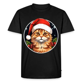 Cats Christmas - Men's Premium Organic T-Shirt - black - Front - Nico (187cm)