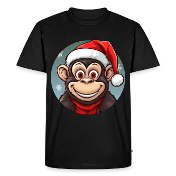 Monkey Christmas - Men's Premium Organic T-Shirt - black - Front - Nico (187cm)