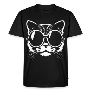 Drôle de chat avec des lunettes de soleil Chaton Sunglas Cats - T-shirt Premium bio Homme - noir - Devant - Nico (187cm)