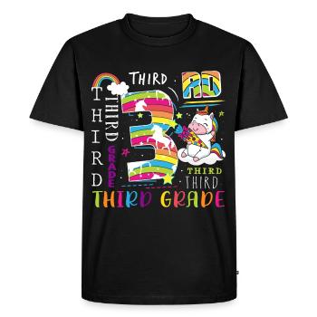 Écolier licorne de 3e année - T-shirt Premium bio Homme - noir - Devant - Nico (187cm)