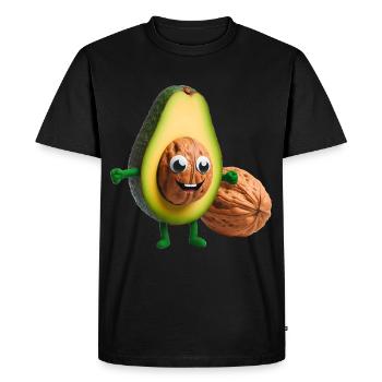 Avocado with walnut kernel - Men's Premium Organic T-Shirt - black - Front - Nico (187cm)