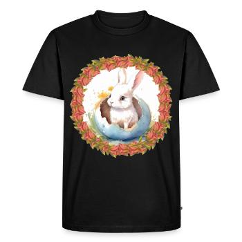 Lapin de Pâques Oeuf de Pâques Lapin de Pâques Oeuf de lapin - T-shirt Premium bio Homme - noir - Devant - Nico (187cm)