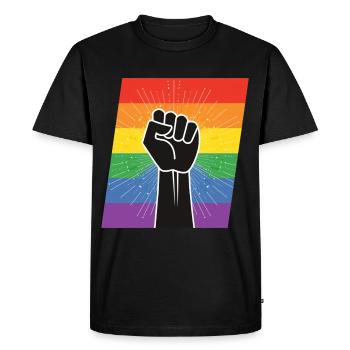 Poing des droits LGBTQ - T-shirt Premium bio Homme - noir - Devant - Nico (187cm)