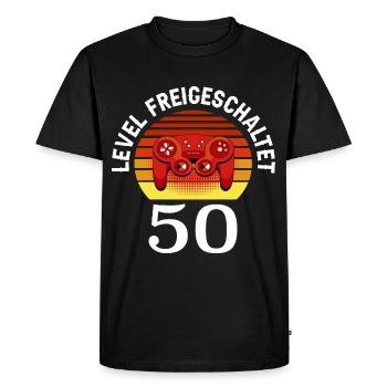 Level 50 Unlocked 50 Birthday 50 years old - Men's Premium Organic T-Shirt - black - Front - Nico (187cm)