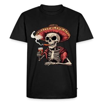 Skeleton Skull Skull Cigar Liquor - Men's Premium Organic T-Shirt - black - Front - Nico (187cm)