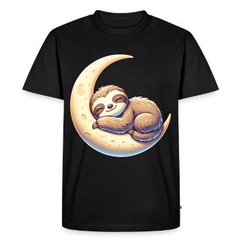 Relaxed sloth dream on moon swing - Men's Premium Organic T-Shirt - black - Front - Nico (187cm)