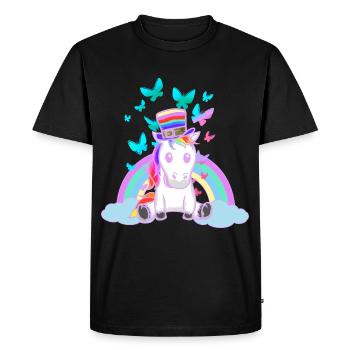 années 80 90 arc-en-ciel Licorne Licornes Vintage - T-shirt Premium bio Homme - noir - Devant - Nico (187cm)