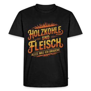 Barbecue au charbon de bois et à la viande - T-shirt Premium bio Homme - noir - Devant - Nico (187cm)