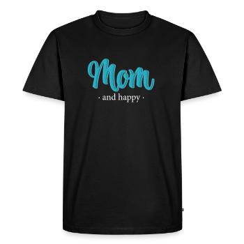 Mom and happy - Embroidery effect - Men's Premium Organic T-Shirt - black - Front - Nico (187cm)