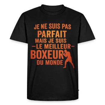 Pas parfait boxeur idée cadeau Boxe Humour Sport - T-shirt Premium bio Homme - noir - Devant - Nico (187cm)