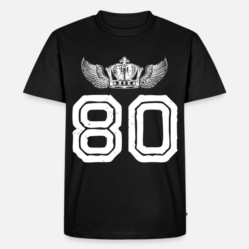 80 Zahl Krone - Männer Premium Bio T-Shirt - Schwarz