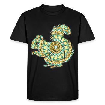 Mandala Écureuil Motif Géométrique Art - T-shirt Premium bio Homme - noir - Devant - Nico (187cm)
