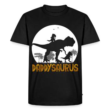 Daddysaurus T Rex Dinosaur papa Saurus - T-shirt Premium bio Homme - noir - Devant - Nico (187cm)
