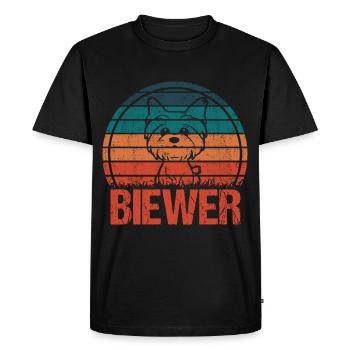 Biewer Yorkshire Terrier Chien Vintage Rétro - T-shirt Premium bio Homme - noir - Devant - Nico (187cm)