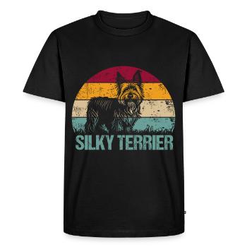 Australian Silky Terrier Vintage Rétro - T-shirt Premium bio Homme - noir - Devant - Nico (187cm)