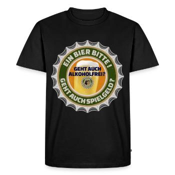 UNE BIÈRE S’IL VOUS PLAÎT Bouchons de bouteilles Tapis de bière - T-shirt Premium bio Homme - noir - Devant - Nico (187cm)