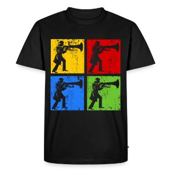 Euphonium Player Euphonist Dad Vintage Pop Art - Men's Premium Organic T-Shirt - black - Front - Nico (187cm)