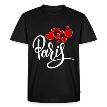 Paris Coeurs Amour Font France Ville Art - T-shirt Premium bio Homme - noir - Devant - Nico (187cm)